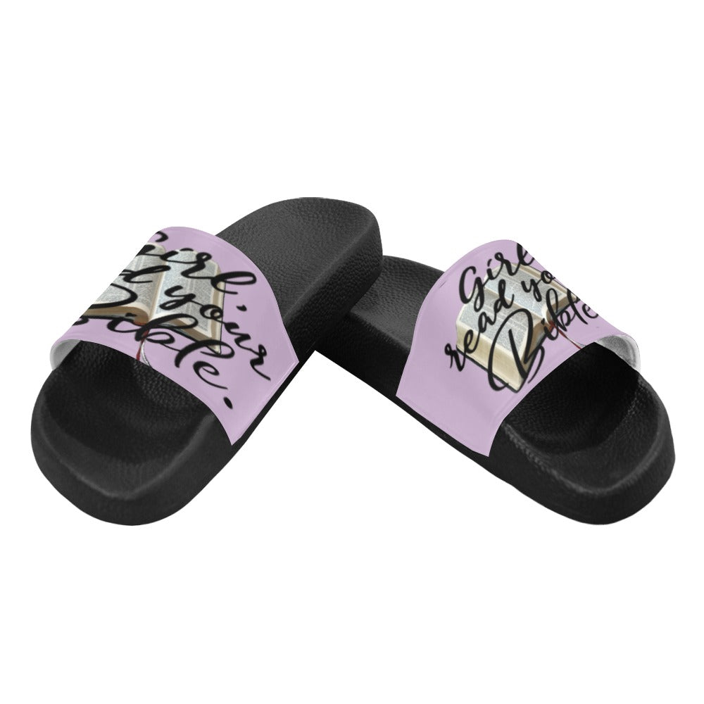 Girl Read Your Bible Flip Flops Women's Slide Sandals (Model 057)