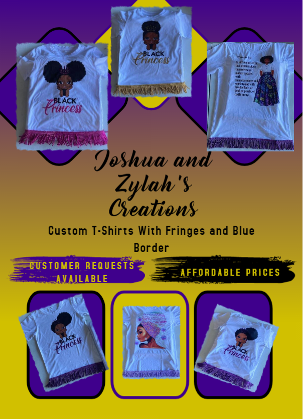 Custom Shirts With Fringes & Blue Border