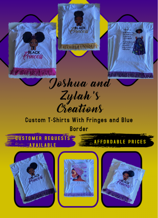 Custom Shirts With Fringes & Blue Border