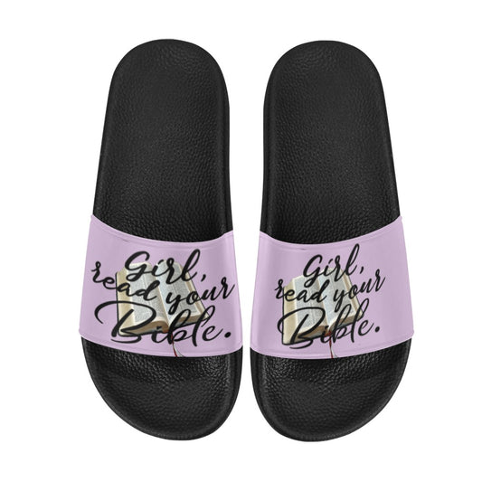 Girl Read Your Bible Flip Flops Women's Slide Sandals (Model 057)